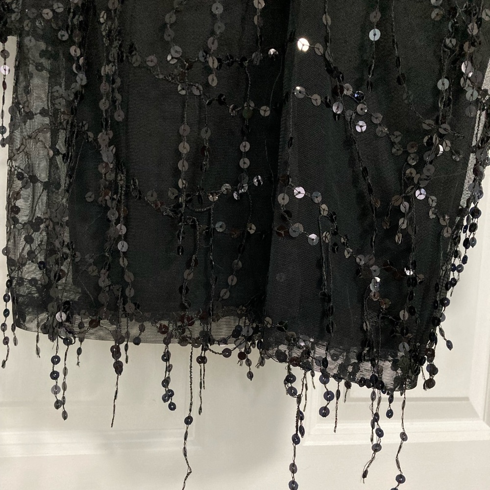 Size large SHEIN dress black with tassels mini, sleeves. Purchased, never worn